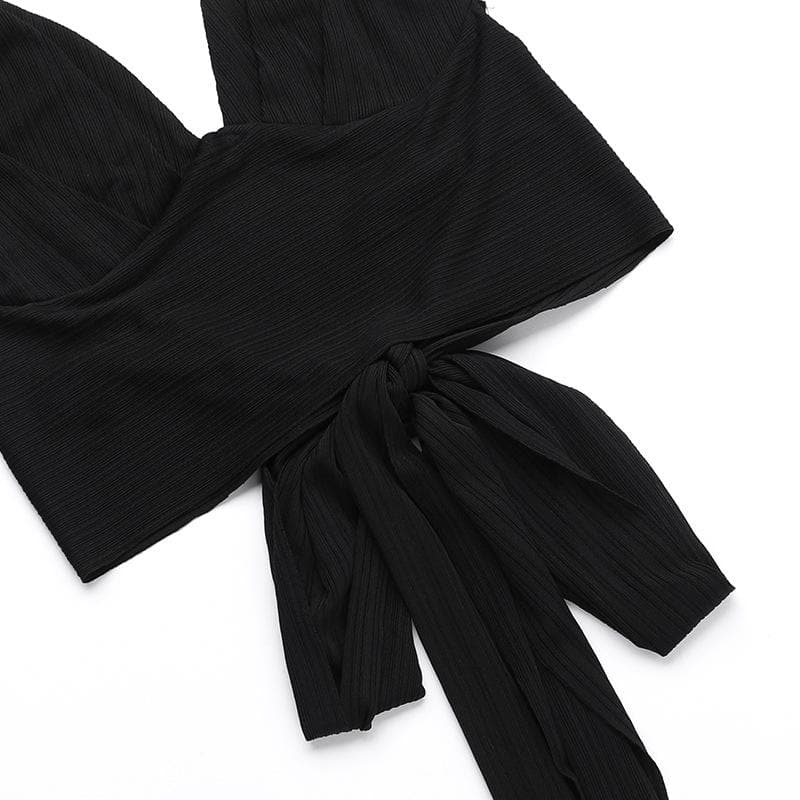 Effortless Elegance: Halter V-Neck Cut-Out Maxi Skirt Set - Your Go-To for Fall Evenings & Holiday Glam