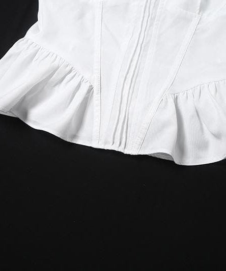 Elevate Your Fall Style: Chic White Corset Peplum Top with Tie Shoulders