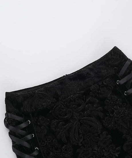 Enchanting Black Velvet Lace-Up Maxi Skirt | Gothic Fall & Halloween Statement Piece