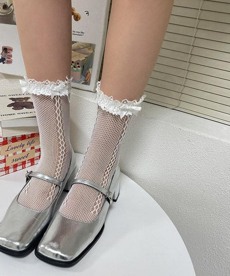 Sweetheart Coquette Bowknot Lace Ankle Socks - Whimsical Fall Fashion for Women