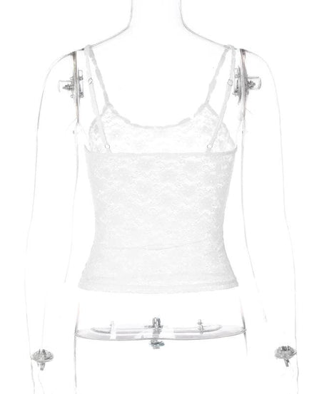 Delicate Dream: Y2K Sheer Lace Backless Cami Top – Your Go-To for Fall & Date Nights