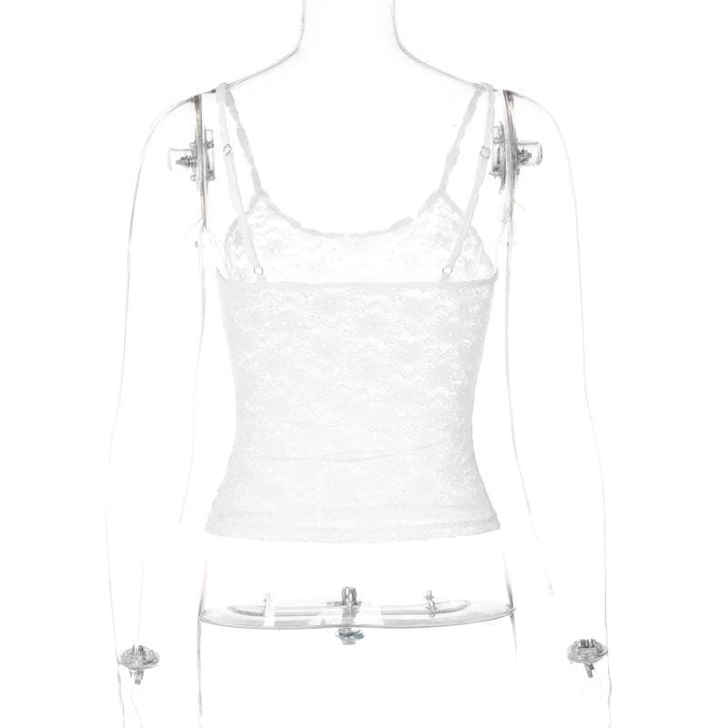 Delicate Dream: Y2K Sheer Lace Backless Cami Top – Your Go-To for Fall & Date Nights