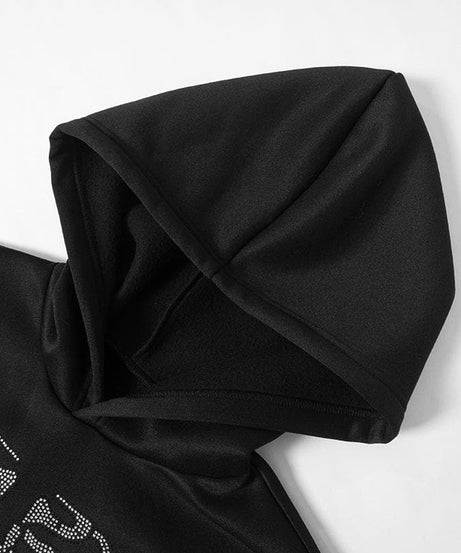 Spooky Chic Rhinestone Rib Cage Heart Hoodie - Cozy Oversized Fall & Halloween Fashion