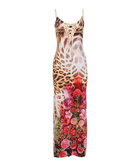 Wild Orchid Leopard Print Lace-Up Cami Maxi Dress - Your Chic Fall Getaway & Party Statement