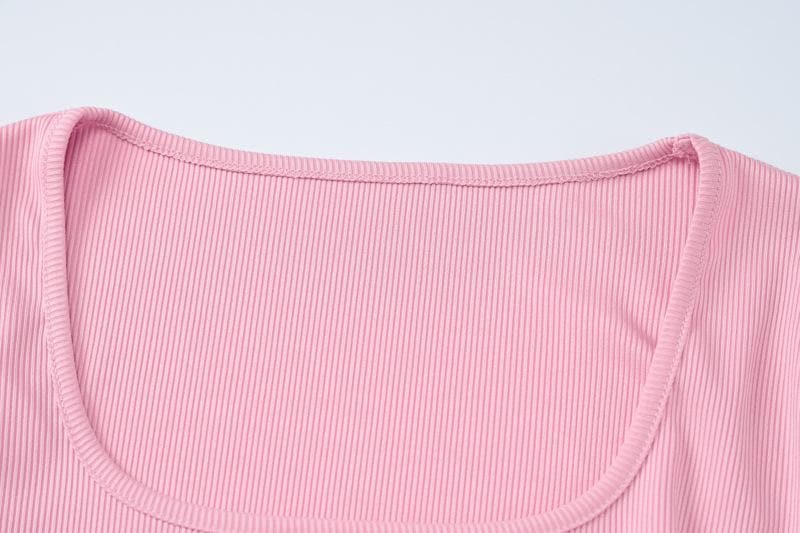 Cute Pink Ribbed Knit Mini Dress with Lettuce Trim - Fall Ready Style