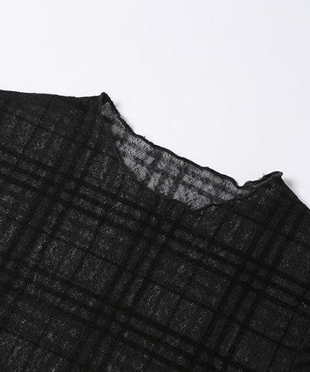 Spooky Chic Plaid Mesh Ruffled Mini Dress & Fingerless Gloves Set – Fall Party & Halloween Ready!