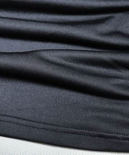 Sparkle & Slay: Black Ruched Mini Dress with Sheer Glitter Statement Sleeves