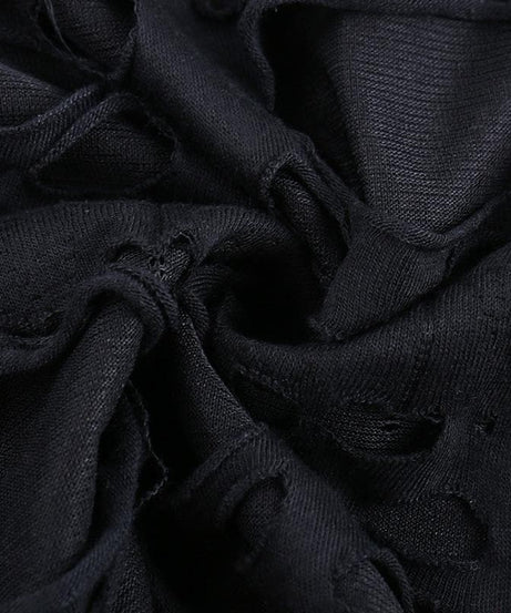 Spiked O-Ring Fishnet Goth Tank Top - Distressed Cut-Out Grunge & Punk Style for Fall & Halloween