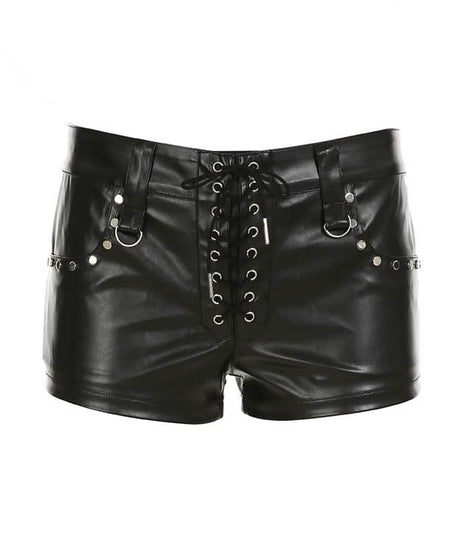 Edgy Faux Leather Lace-Up Hot Shorts | Y2K Baddie Style for Fall & Halloween