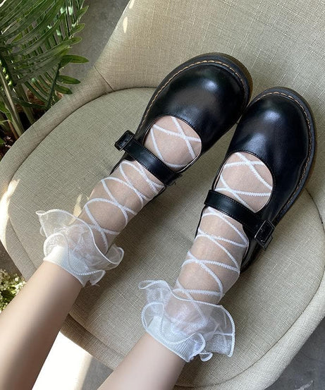 Lace-Up Look Ruffle Sheer Ankle Socks | Trendy Fall & Halloween Style