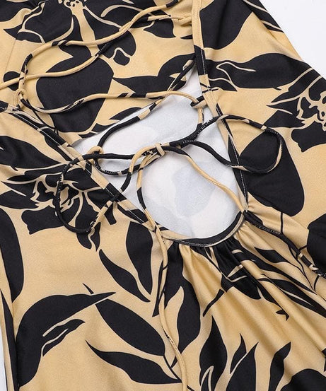 Effortless Chic: Botanical Print Cross-Back Maxi Dress - Your Essential for Fall Getaways