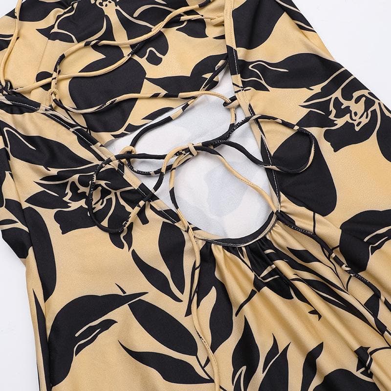 Effortless Chic: Botanical Print Cross-Back Maxi Dress - Your Essential for Fall Getaways