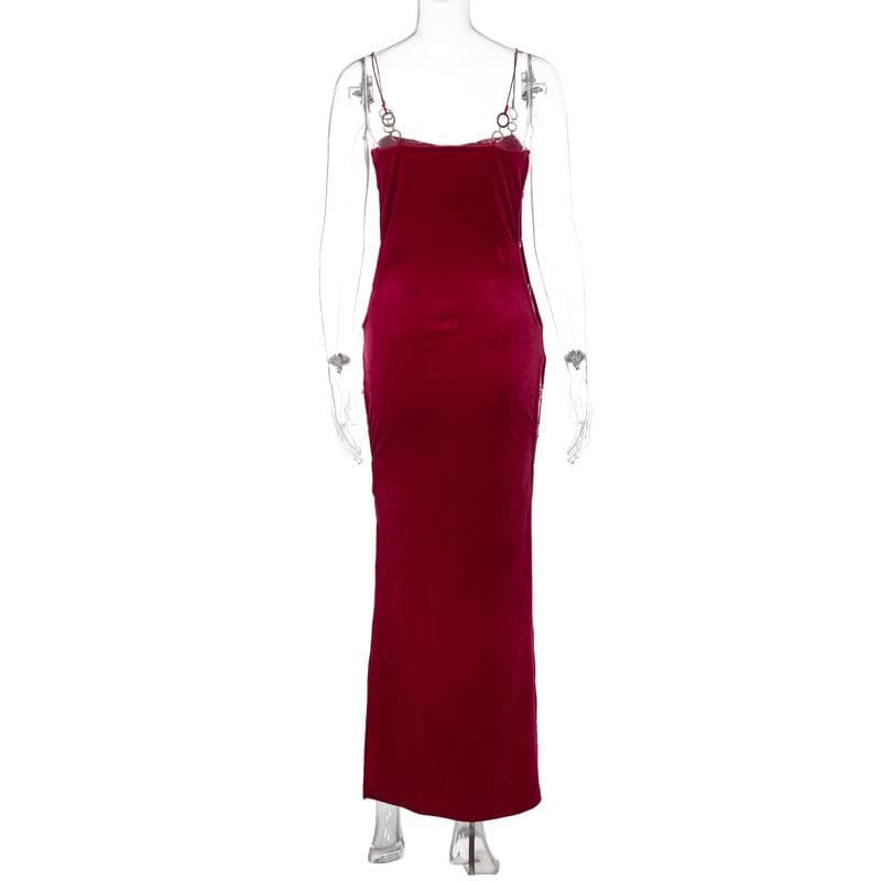 Ruby Allure Velvet O-Ring Maxi Dress – Your Dazzling Holiday & New Year's Eve Statement