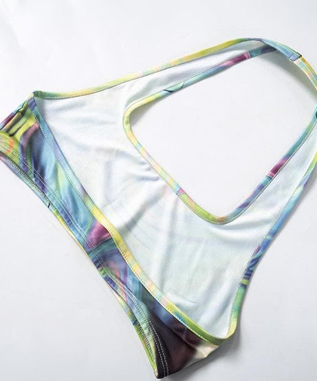 Vibrant Swirl Halter Crop Top & Shorts Set | Trendy Fall Athleisure for Women