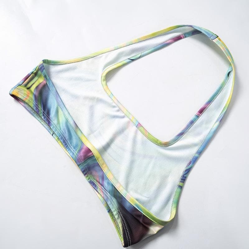 Vibrant Swirl Halter Crop Top & Shorts Set | Trendy Fall Athleisure for Women