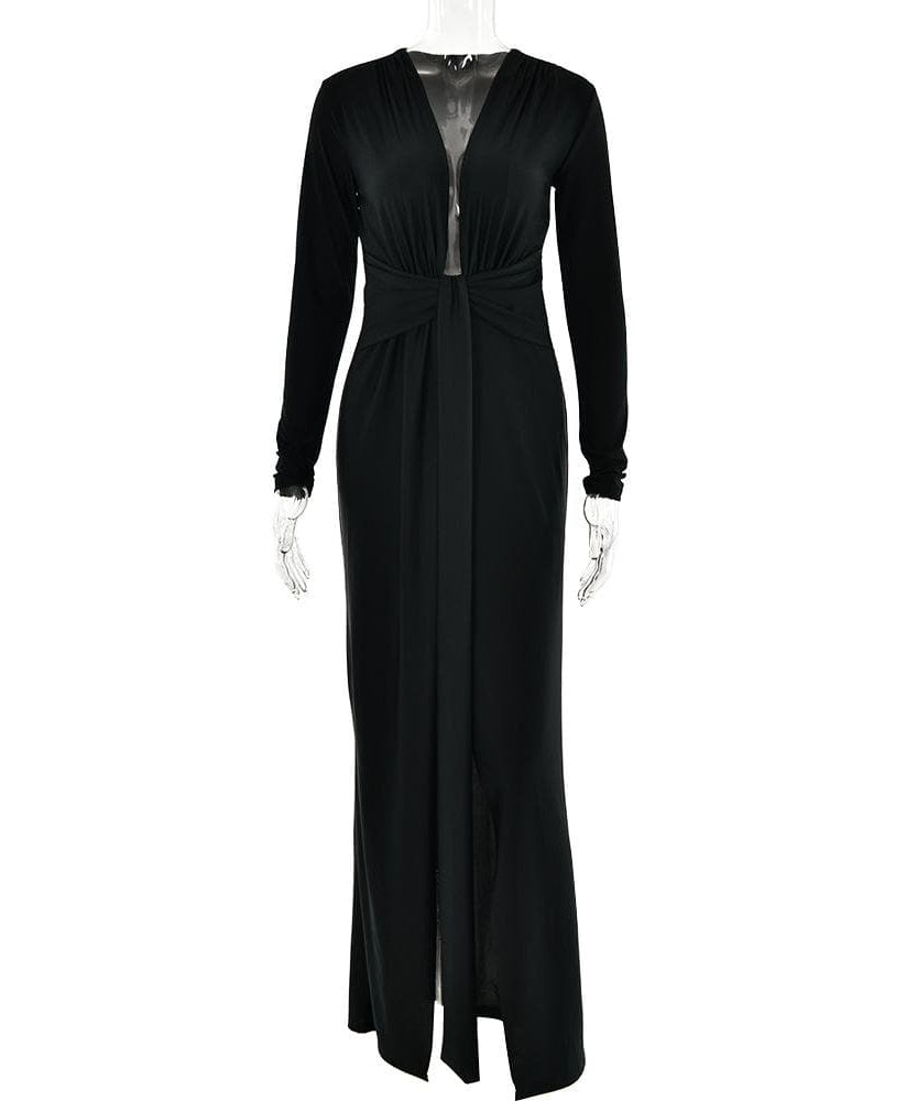 Glamorous Royal Blue Plunge V-Neck Ruched Maxi Dress - Fall & Holiday Party Statement