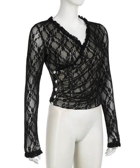 Sultry Chic Black Lace Wrap Top - Your Essential for Fall Nights & Holiday Glam