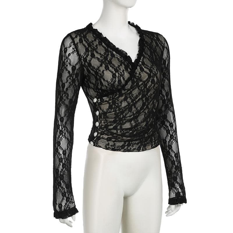 Sultry Chic Black Lace Wrap Top - Your Essential for Fall Nights & Holiday Glam