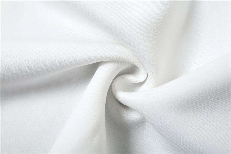 Chic White Square Neck Mini Dress - Ruched Side Tie & Backless Detail - Fall Party Ready