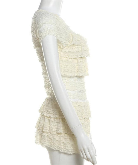 Fall Chic Ruffle Tiered Mini Skirt & Top Set - Cozy Textured Knit