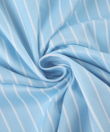 Effortless Chic: Women's Blue & White Striped Button-Down Top - Fall Transitional Style