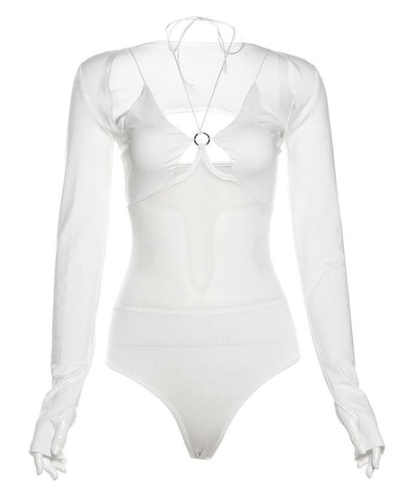The "It Girl" O-Ring Mesh Bodysuit | Edgy Long Sleeve Top for Fall & Night Out