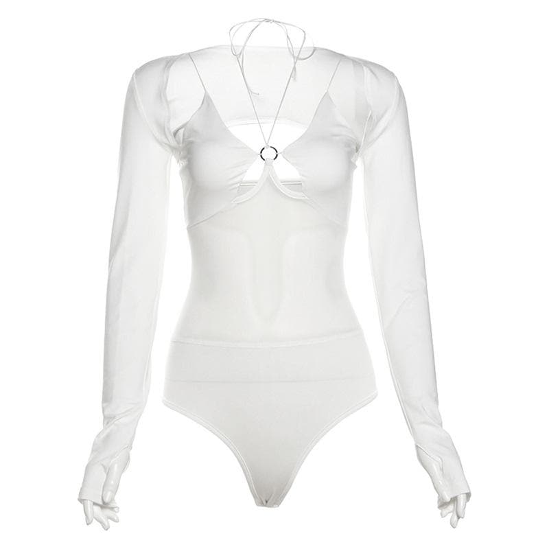 The "It Girl" O-Ring Mesh Bodysuit | Edgy Long Sleeve Top for Fall & Night Out