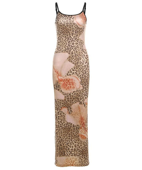 Fierce Leopard & Abstract Floral Maxi Cami Dress - Chic Fall & Holiday Party Ready
