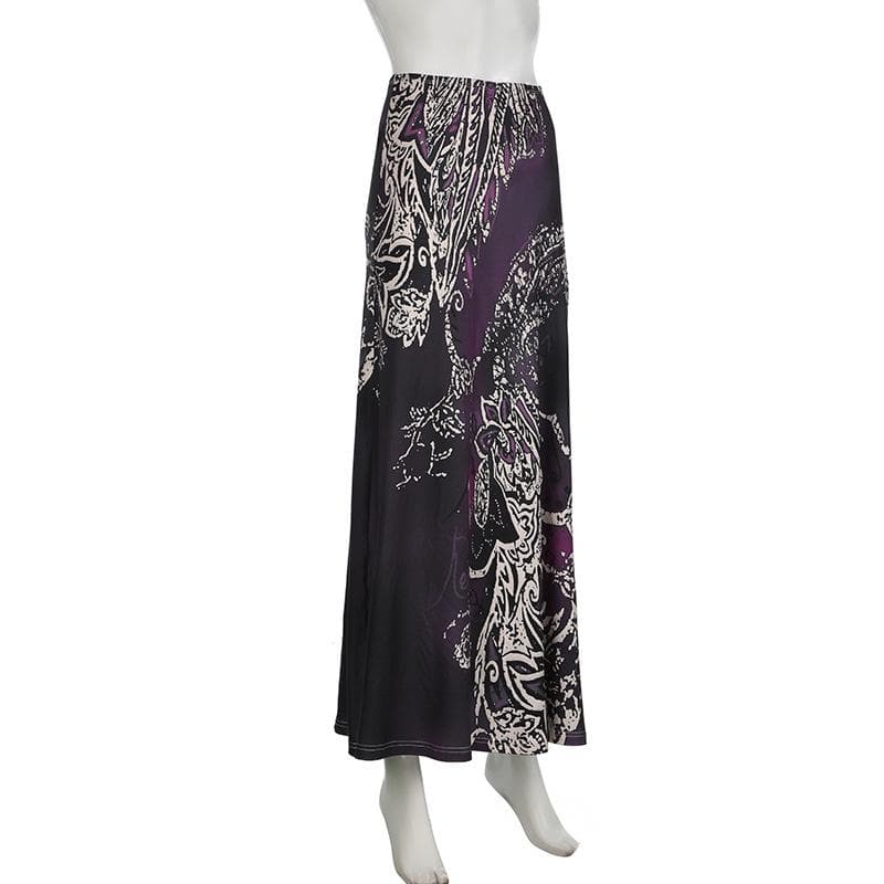 Fall Whisper High-Rise Maxi Skirt - Elegant Abstract Paisley Print