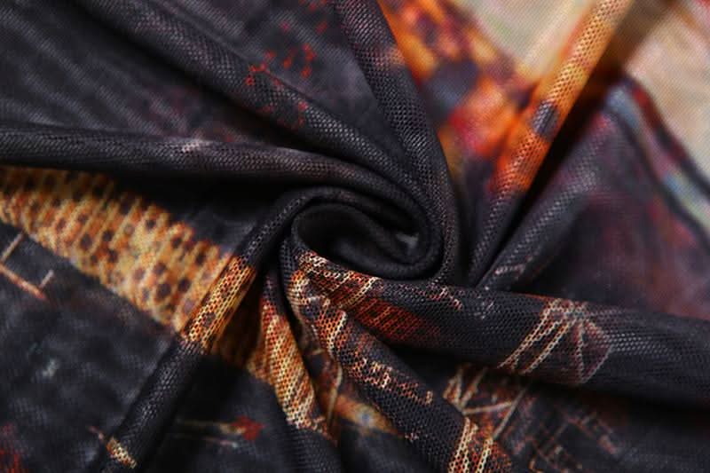 Midnight City Mesh Maxi Dress - Edgy High Slit Cami for Fall Nights Out