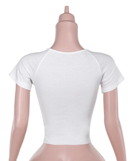 "WET" Statement Crop Top | Y2K Scoop Neck Raglan Tee for Fall & Halloween