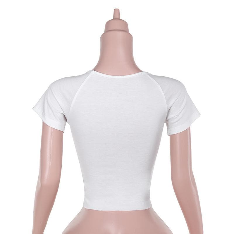 "WET" Statement Crop Top | Y2K Scoop Neck Raglan Tee for Fall & Halloween