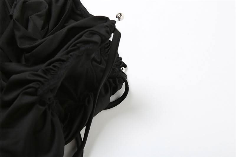 Chic Black Draped & Ruched Two-Piece Set | Your Fall & Holiday Event Essential