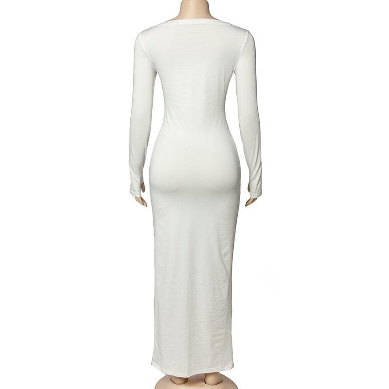 Effortless Chic: Ruched Tie-Front Long Sleeve Bodycon Maxi Dress - Your Fall & Holiday Essential