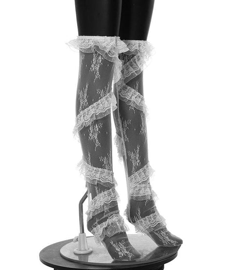 Spellbinding Gothic Lace Ruffle Thigh-High Stockings - Halloween & Dark Romance Essential
