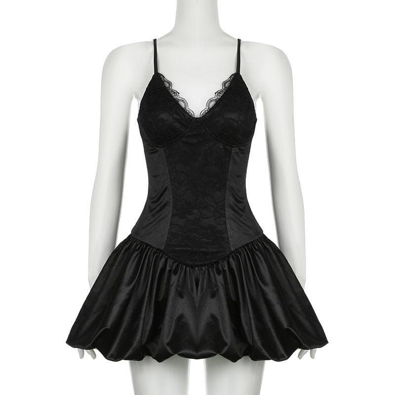 Alluring Black Lace & Satin Mini Dress - Your Perfect Halloween Party & Fall Night Out Look
