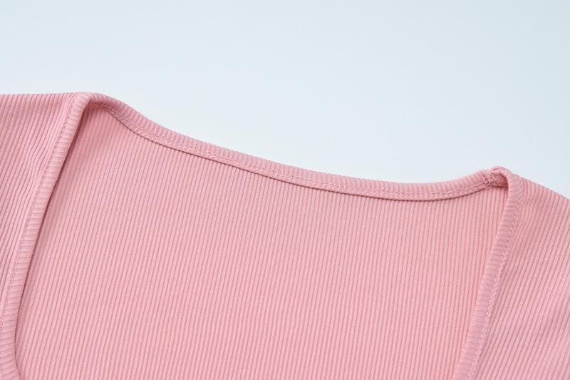 Blush Pink U-Neck Crop Top & Flared Pants Set: Cozy Chic for Fall Comfort & Athleisure