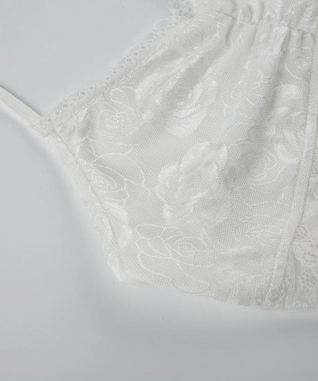 Enchanting White Rose Lace Halter Crop Top - Y2K Romantic Style for Fall & Halloween