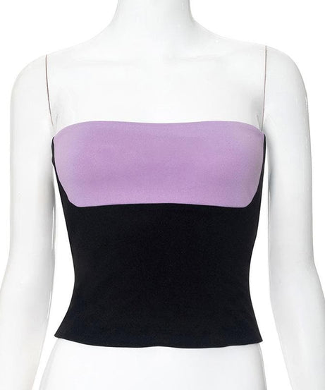 Effortless Fall Style: Lavender & Black 2-Way Backless Strapless Top – Your Chic Go-To