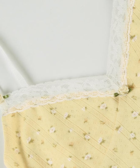 Cottagecore Dream: Dainty Yellow Floral Lace Cami Top – Your Sweet Fall Layering Essential