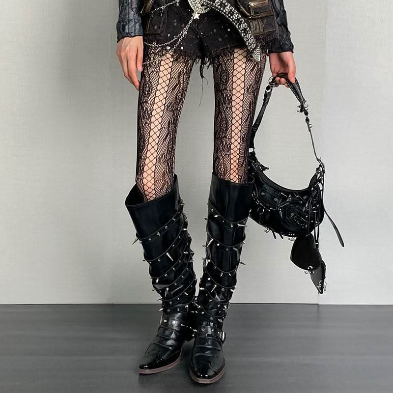 <b>Gothic Glam</b>: Edgy Lace Pattern Fishnet Tights for Fall & Halloween