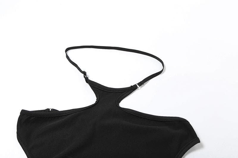Electrify Your Fall Nights: Daring Cut-Out Halter Crop & Flared Pant Set – Perfect for Halloween & Parties