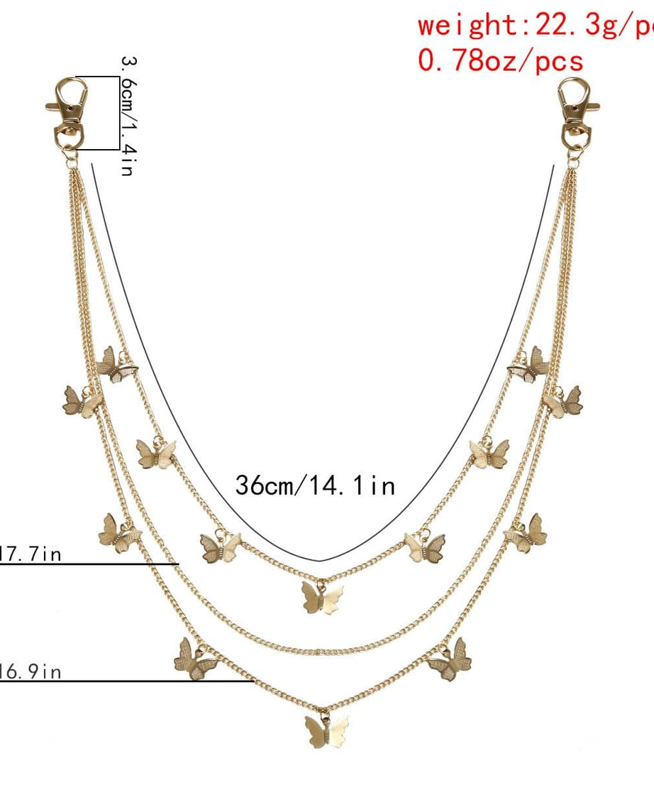 Y2K Enchantment: Layered Butterfly Charm Pants Chain for Edgy Fall Style