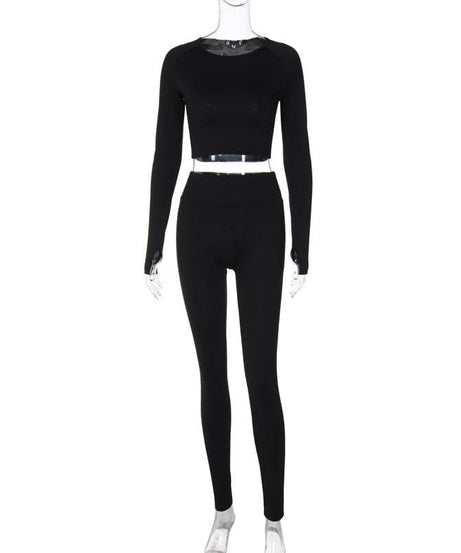 Fall Chic Seamless Workout Set: Crop Top & High-Waist Leggings with Thumbholes