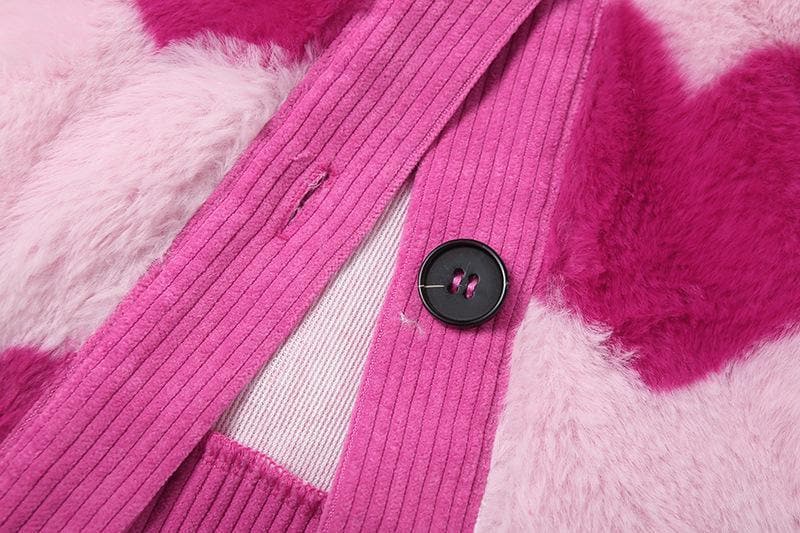 Sweetheart Pink Fuzzy Cropped Jacket - Trendy Y2K Fall & Holiday Outerwear