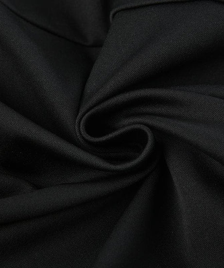 Chic Fall Coquette Black Pleated Mini Dress | Square Neck Long Sleeve & Ribbon Detail