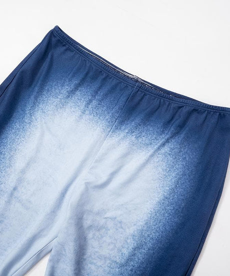 Cozy Chic Ombre Blue Flare Pant & Crop Top Set | Fall Vibes Fashion for Women