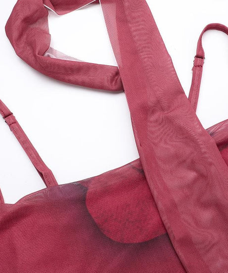 Romantic Rose Mesh Cami Midi Dress | Elegant Ruffle Backless for Fall & Holiday Parties