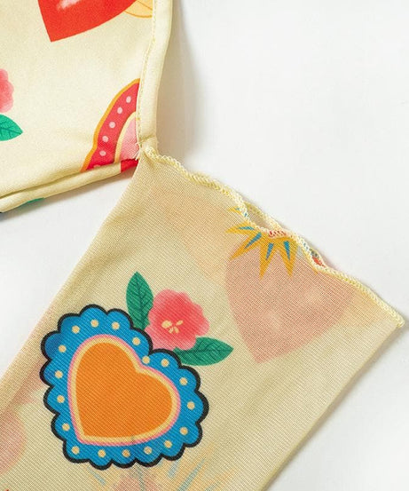 Vibrant Sacred Heart Mesh Mini Dress - Asymmetrical Long Sleeve | Fall Statement