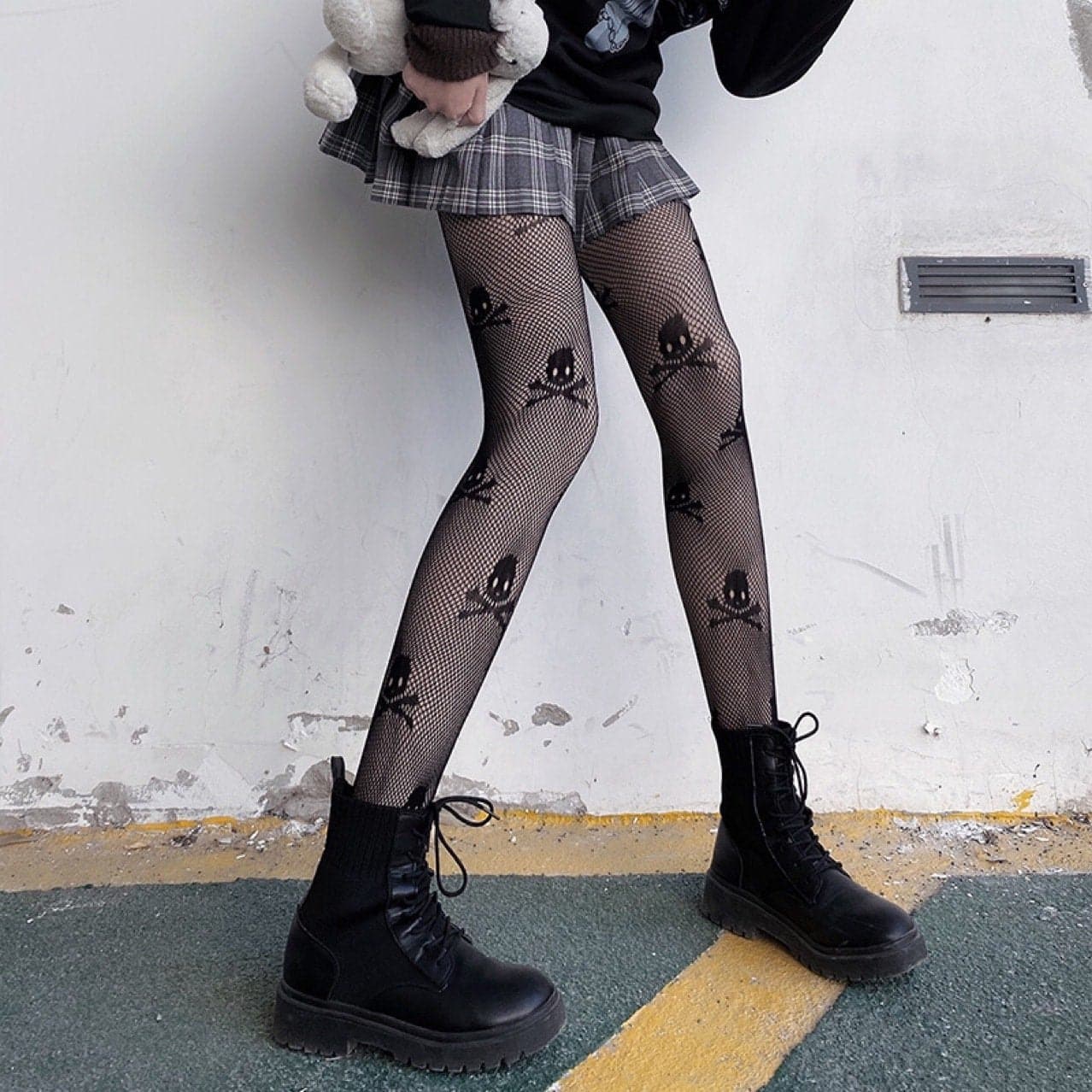 Spooky Chic Skull & Crossbones Fishnet Tights - Your Essential Fall & Halloween Statement Piece
